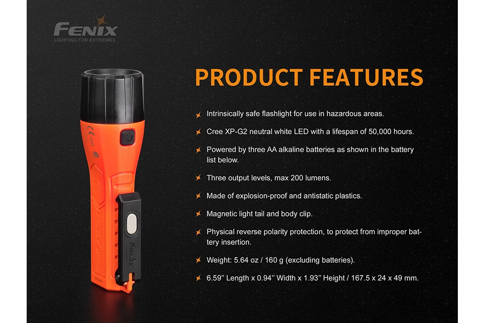 Fenix WF11E Intrinsically Safe Flashlight 2 Fenix WF11E Intrinsically Safe Flashlight - Image 2
