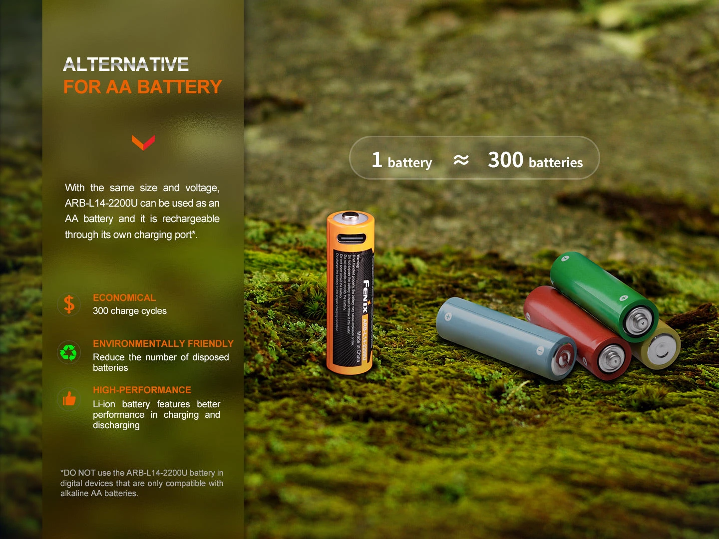 Fenix USB Rechargeable Li-ion AA Size Battery 4 Fenix USB Rechargeable Li-ion AA Size Battery - Image 4
