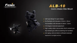 Fenix ALB-10 Quick-Release Bike Mount -Fenix Shop Fenix ALB 10 quick release bike mount details