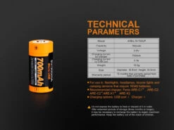 Fenix ARB-L16-700UP USB Rechargeable 16340 Battery 18 Fenix ARB-L16-700UP USB Rechargeable 16340 Battery -Fenix Shop Fenix ARB L16 700UP battery parameters