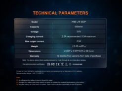 Fenix ARB-L16-950P High Performance Li-Ion Battery -Fenix Shop Fenix ARB L16 950P battery parameters