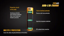 Fenix ARB-L18-2600U USB Rechargeable Li-ion 18650 Battery -Fenix Shop Fenix ARB L18 2600U rechargeable battery protection