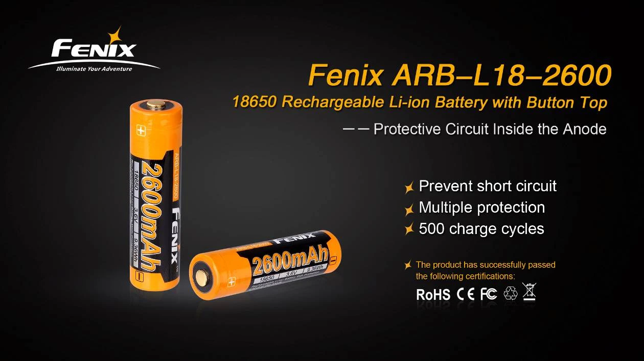 Fenix ARB-L18-2600 High-Capacity 18650 Battery - 2600mAh 2 Fenix ARB-L18-2600 High-Capacity 18650 Battery - 2600mAh - Image 2