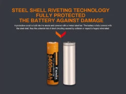 Fenix ARB-L18-3400U Micro-USB Rechargeable 18650 Battery -Fenix Shop Fenix ARB L18 3400U rechargeable battery steel shell