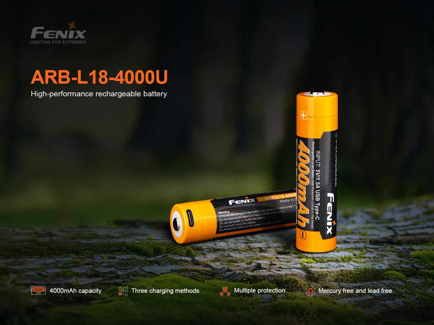 Fenix ARB-L18-4000U High-Capacity USB Rechargeable 18650 Battery - 4000mAh 2 Fenix ARB-L18-4000U High-Capacity USB Rechargeable 18650 Battery - 4000mAh - Image 2