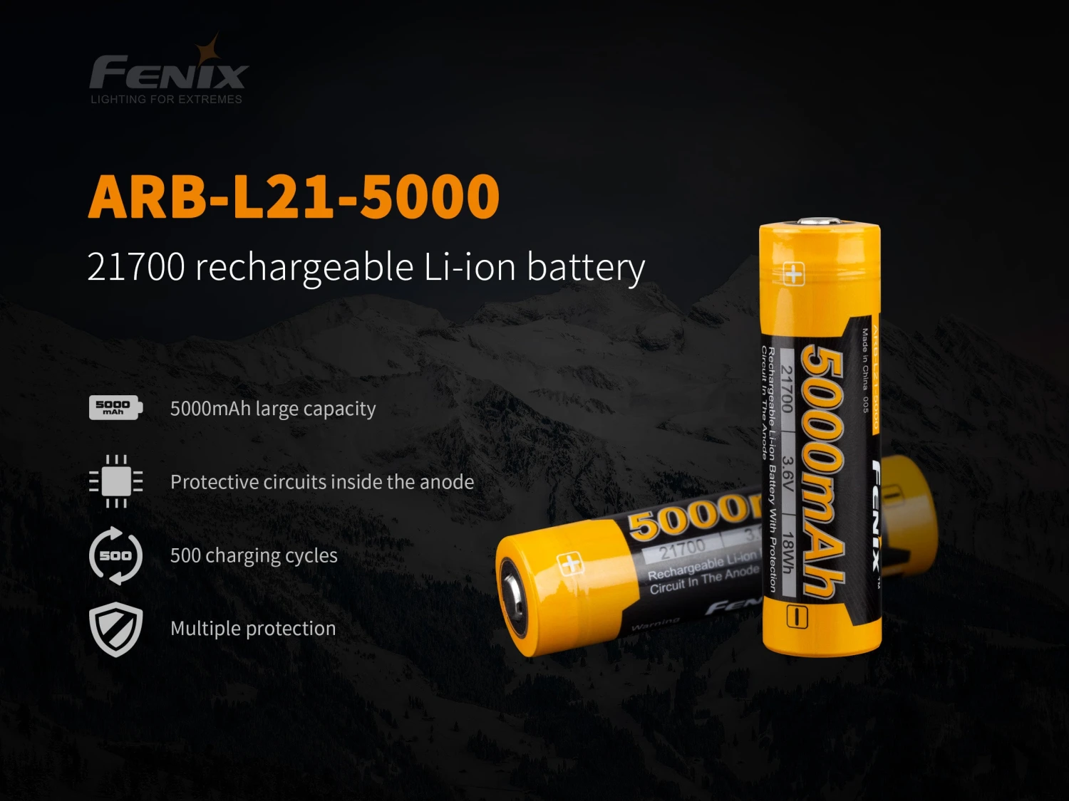Fenix ARB-L21-5000 V2 Rechargeable 21700 Rechargeable Battery 3 Fenix ARB-L21-5000 V2 Rechargeable 21700 Rechargeable Battery - Image 3