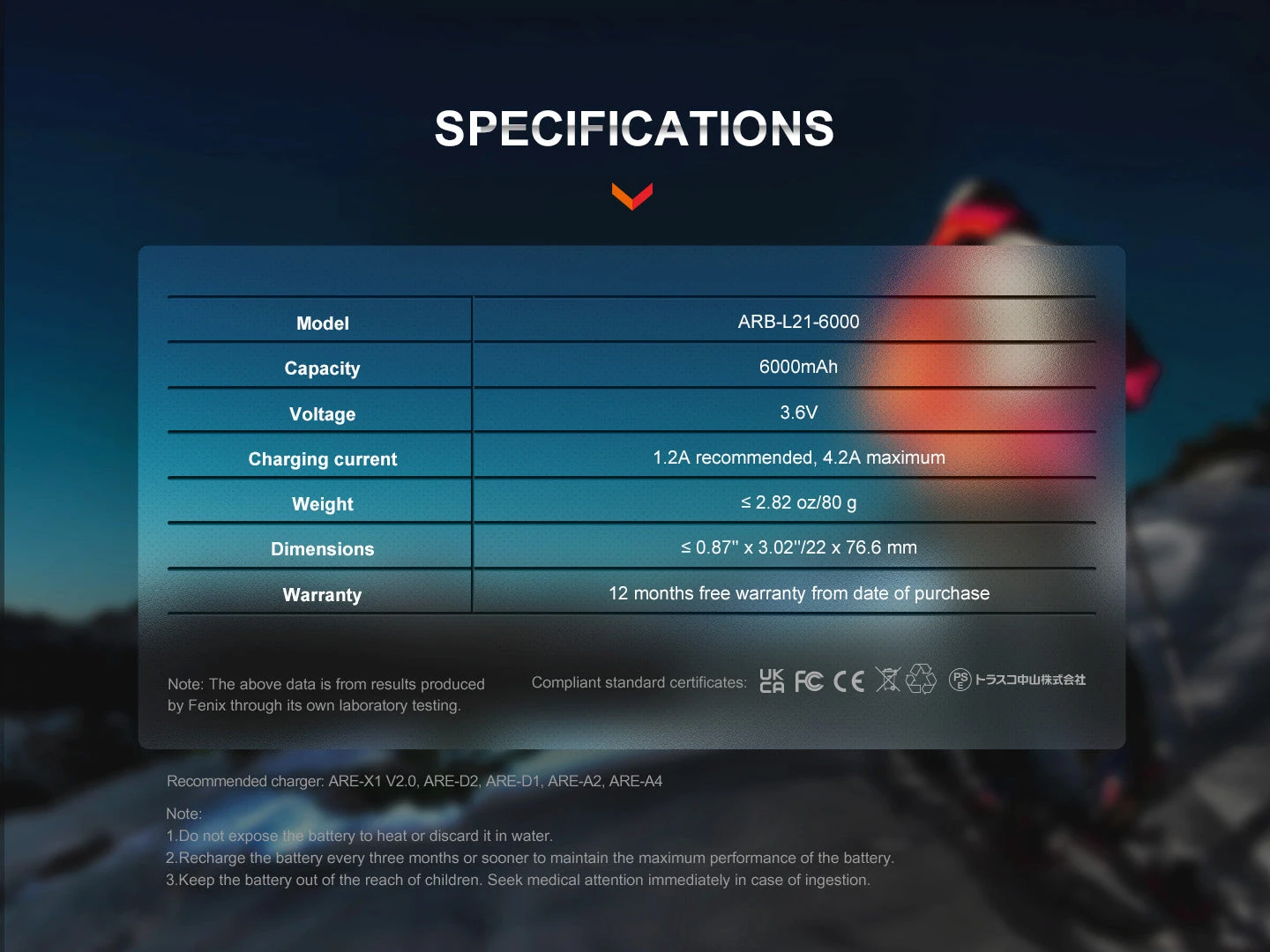 Fenix ARB-L21-6000 Rechargeable 21700 Li-ion Battery - 6000 MAh 7 Fenix ARB-L21-6000 Rechargeable 21700 Li-ion Battery - 6000 MAh - Image 7