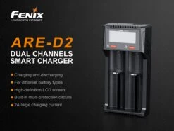 Fenix ARE-D2 Dual Channel Smart Battery Charger -Fenix Shop Fenix ARE D2 battery charger text