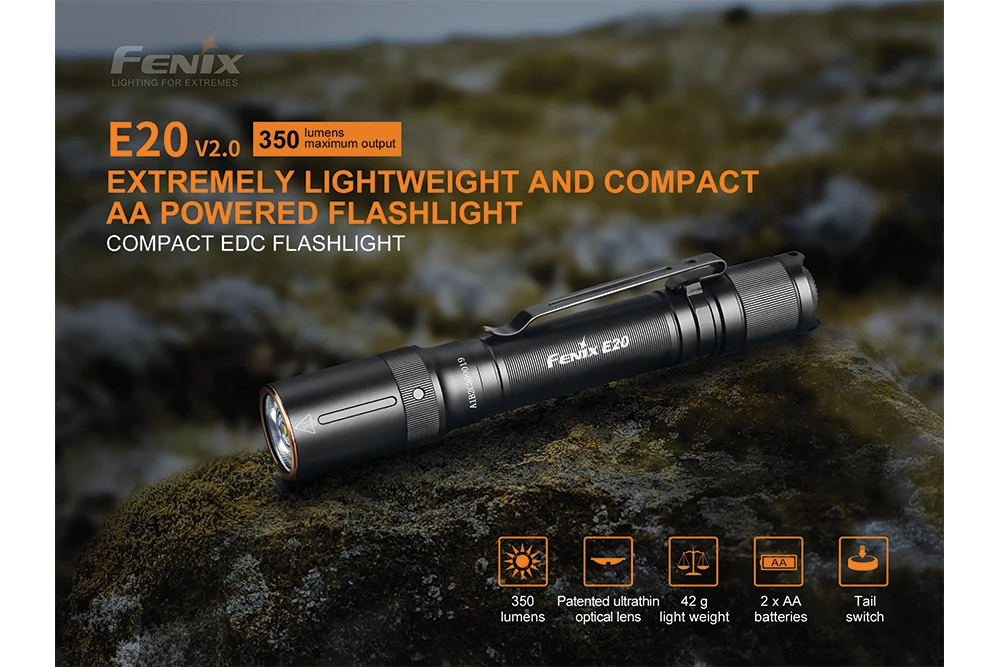 Fenix E20 V2.0 EDC Flashlight - 350 Lumens 3 Fenix E20 V2.0 EDC Flashlight - 350 Lumens - Image 3
