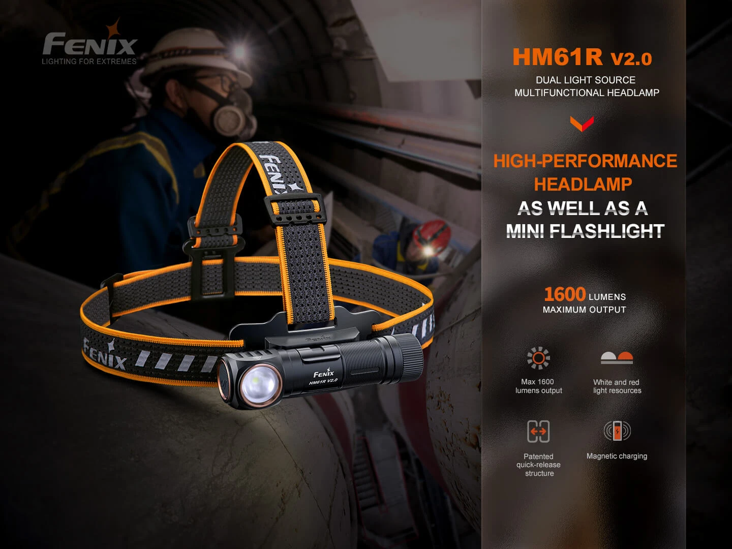 Fenix HM61R V2 Rechargeable LED Headlamp - 1600 Lumens 3 Fenix HM61R V2 Rechargeable LED Headlamp - 1600 Lumens - Image 3
