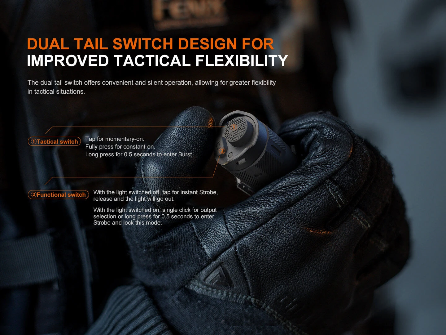 Fenix TK17 Dual Switch Tactical Flashlight 3 Fenix TK17 Dual Switch Tactical Flashlight - Image 3