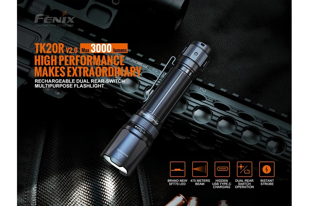 Fenix TK20R V2.0 Rechargeable Flashlight With FREE T5 Tactical Pen (optional) 3 Fenix TK20R V2.0 Rechargeable Flashlight With FREE T5 Tactical Pen (optional) - Image 3
