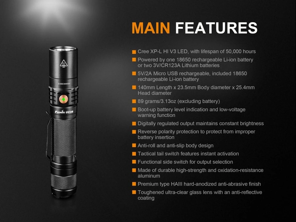 Fenix UC35 V2.0 LED Rechargeable EDC Flashlight 4 Fenix UC35 V2.0 LED Rechargeable EDC Flashlight - Image 4